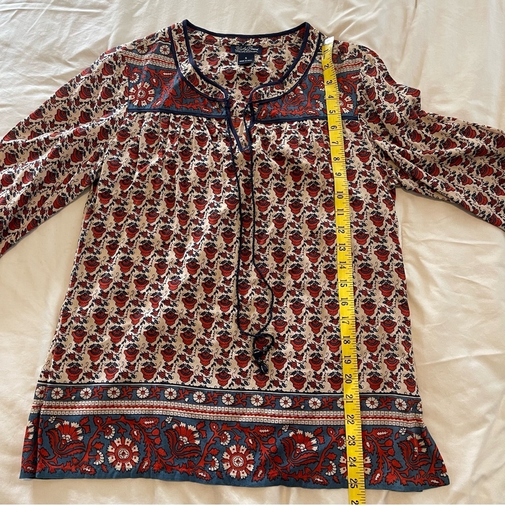 Lucky Brand Red and Blue Patterned Blouse Size S - Picture 2 of 8
